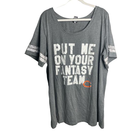 Chicago‎ Bears Plus Gray Scoop Neck Fantasy Football Sleep Shirt Size 22/24 - Picture 4 of 8